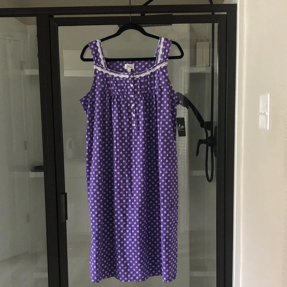 Aria Collection Purple Floral Sleeveless Nightgown NWT L